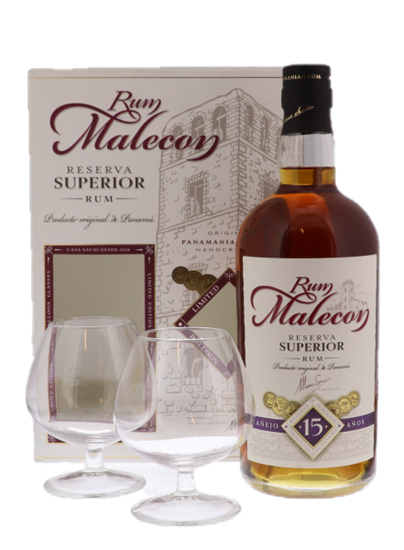 Image sur Malecon Reserva Superior 15 Years + 2 Verres 40° 0.7L