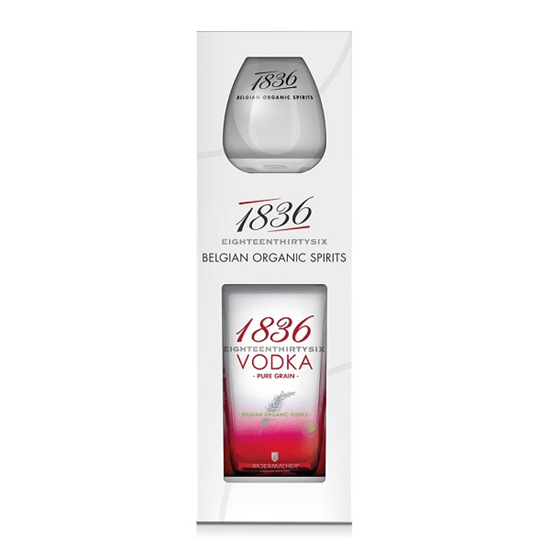 Image sur 1836 Belgian Organic Vodka + Verre 40° 0.7L