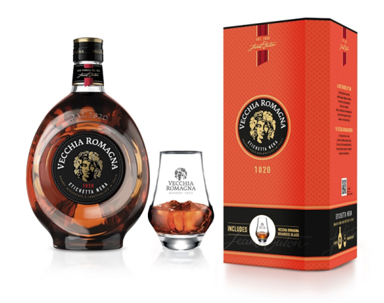 Image sur Vecchia Romagna Etichetta Nera + 1 verre 38° 0.7L