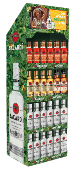 Image sur Display 72 Bacardi 70 cl Mix (48 Carta Blanca, 12 Carta Oro, 6 Spiced, 6 Caribbean Spiced) 37.92° 50.4L