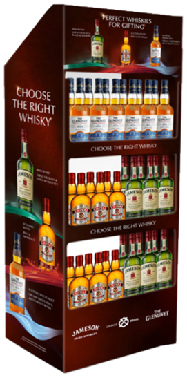 Image sur Display 30 Whisky 70 cl Mix (12 Chivas 12 Y, 6 Glenlivet Founder's Reserve, 12 Jameson) 40° 21L