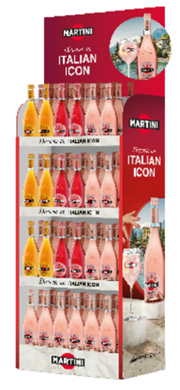 Image sur Display 96 Martini Sparkling 75 cl Mix (84 Bellini, 6 Rossini, 6 Mimosa) 8° 72L
