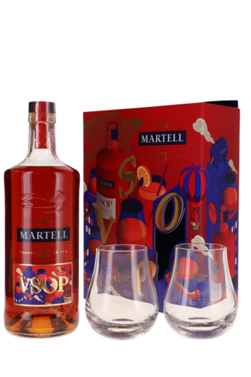 Image sur Martell VSOP + 2 Verres 40° 0.7L